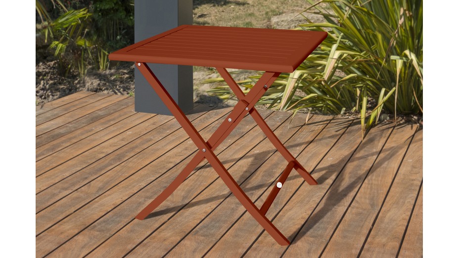 Lot composé d'une table de jardin MARIUS-TB70-TERRA pliante et de 2 chaises MARIUS-CP-TERRA pliantes