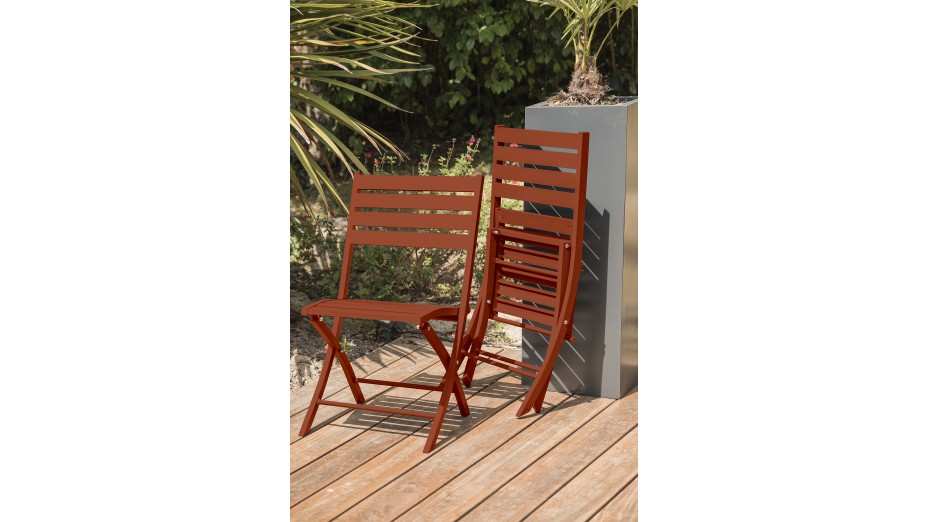 Lot composé d'une table de jardin MARIUS-TB70-TERRA pliante et de 2 chaises MARIUS-CP-TERRA pliantes
