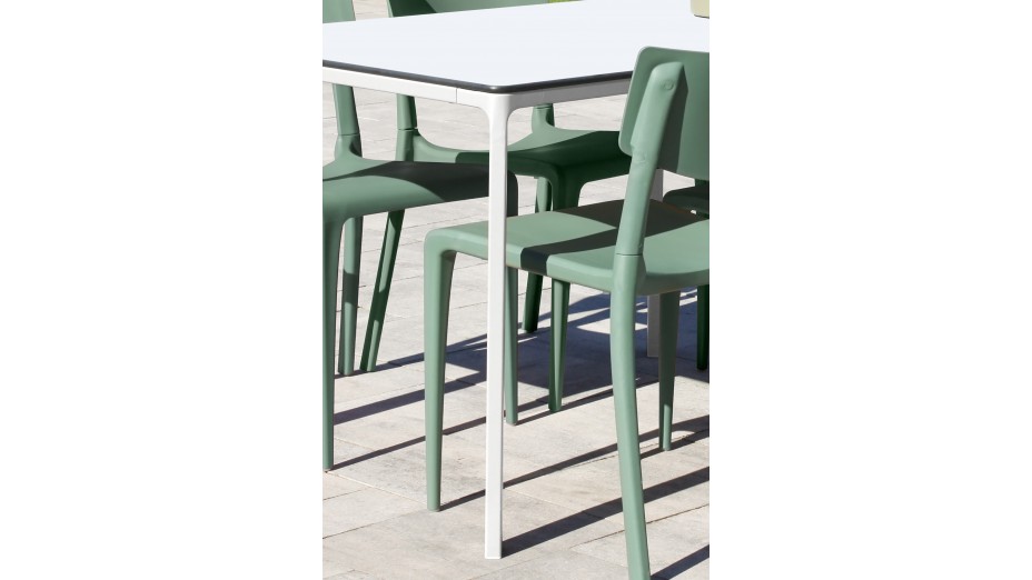 Table de jardin MEET (160x90 cm) en aluminium laqué et peinture Epoxy - BLANC