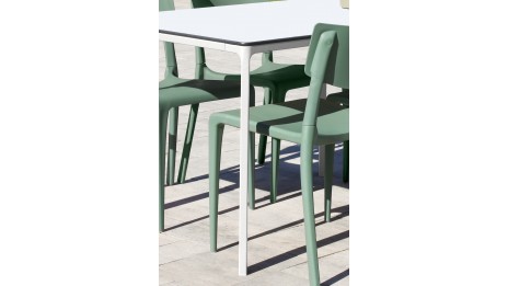 Table de jardin MEET (160x90 cm) en aluminium laqué et peinture Epoxy - BLANC