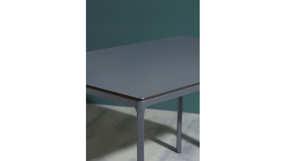 Lot composé d'une table de jardin MEET-TB160G-GRISANTH et de 6 fauteuils FADO-FT-TAUPE empilables