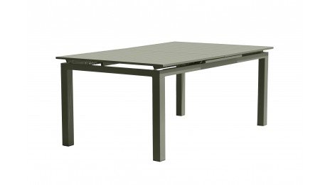 Table de jardin MIAMI (180/240x100 cm) en aluminium avec rallonge automatique - KAKI