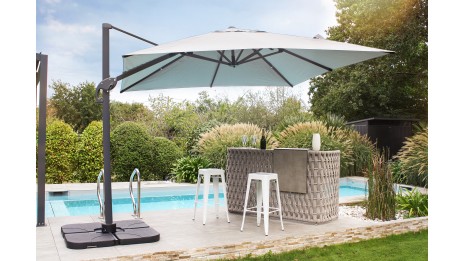 Parasol déporté SEVILLA (2,5x2,5 m) en aluminium gris anthracite et toile polyester - GRIS