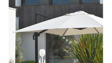 Parasol déporté SEVILLA (2,5x2,5 m) en aluminium gris anthracite et toile polyester - GRIS