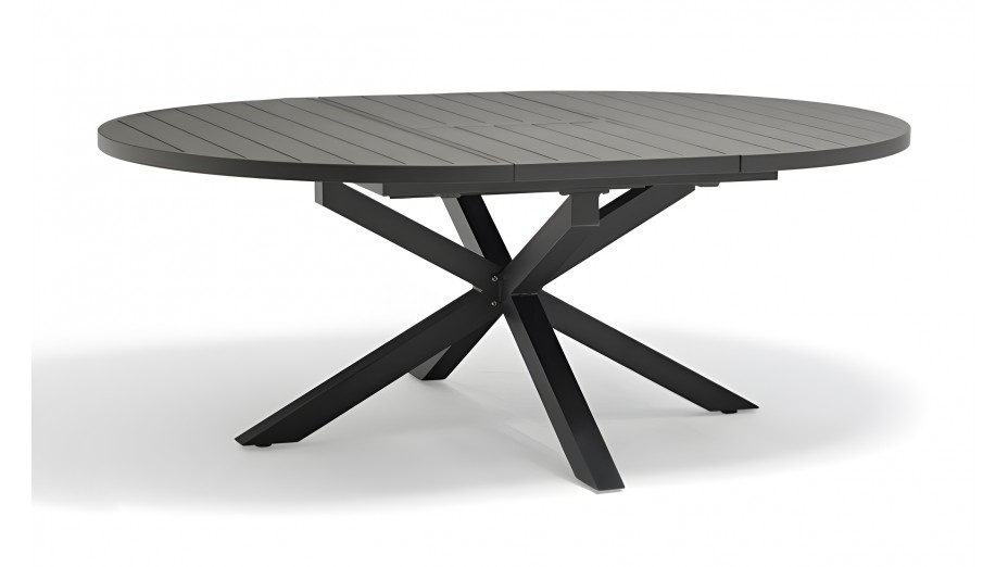 Table de jardin PELOSA (145/199X145 cm) en aluminium avec rallonge papillon - GRIS ANTHRACITE