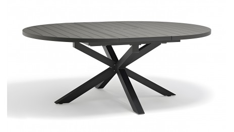 Table de jardin PELOSA (145/199X145 cm) en aluminium avec rallonge papillon - GRIS ANTHRACITE
