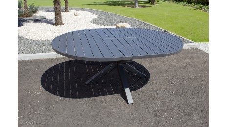 Table de jardin PELOSA (145/199X145 cm) en aluminium avec rallonge papillon - GRIS ANTHRACITE