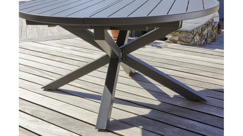 Table de jardin PELOSA (145/199X145 cm) en aluminium avec rallonge papillon - GRIS ANTHRACITE
