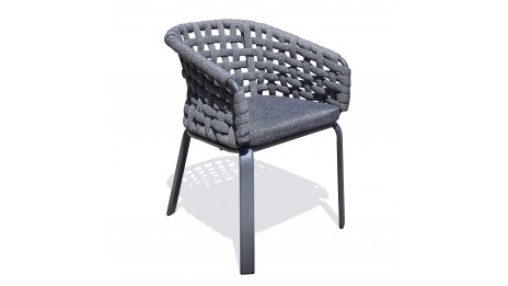 Fauteuil de jardin CAMARGUE en corde tissée et aluminium - GRIS ANTHRACITE