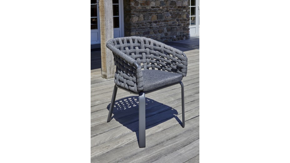 Fauteuil de jardin CAMARGUE en corde tissée et aluminium - GRIS ANTHRACITE
