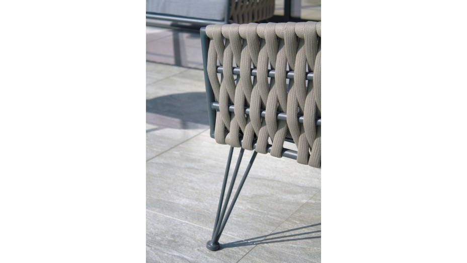 Salon bas de jardin CAPRI 4 places en corde tissée taupe et acier - GRIS ANTHRACITE