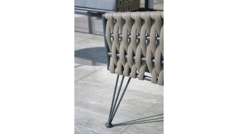 Salon bas de jardin CAPRI 4 places en corde tissée taupe et acier - GRIS ANTHRACITE