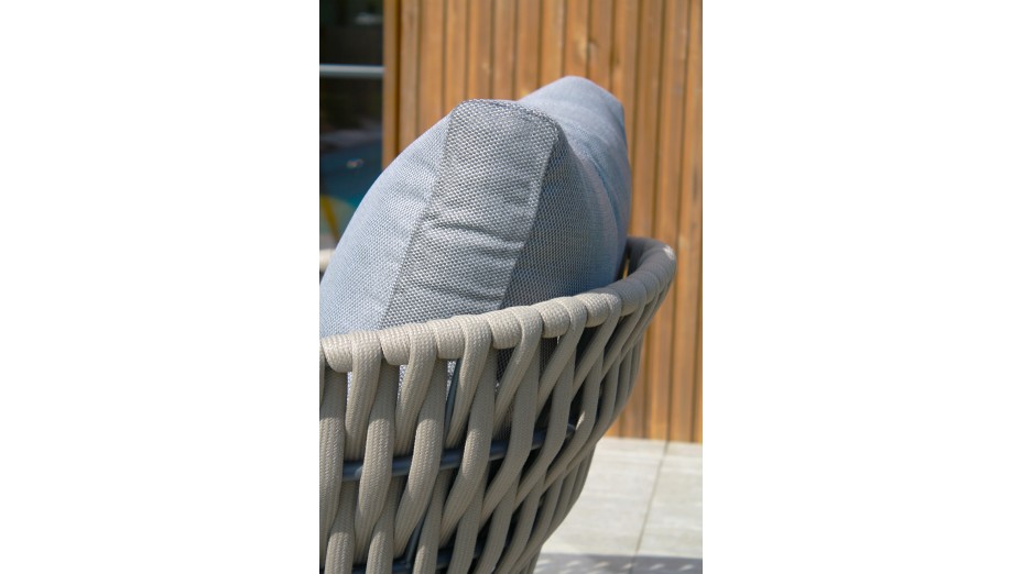 Salon bas de jardin CAPRI 4 places en corde tissée taupe et acier - GRIS ANTHRACITE