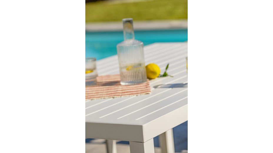 Ensemble repas de jardin CAYENNE 7 places en aluminium - BLANC