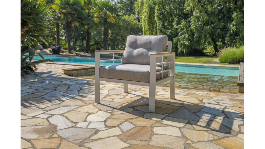 Ensemble repas de jardin CAYENNE 7 places en aluminium - BLANC
