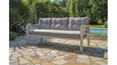 Ensemble repas de jardin CAYENNE 7 places en aluminium - BLANC