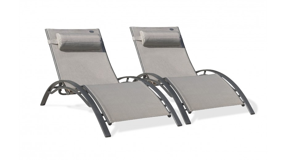 Lot composé de 2 bains de soleil CL76GREY (pré-montés) empilables