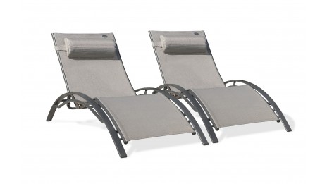 Lot composé de 2 bains de soleil CL76GREY (pré-montés) empilables