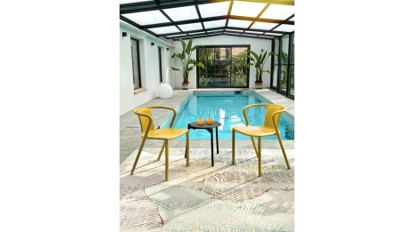 Fauteuil de jardin empilable DIEGO en polypropylène - MOUTARDE