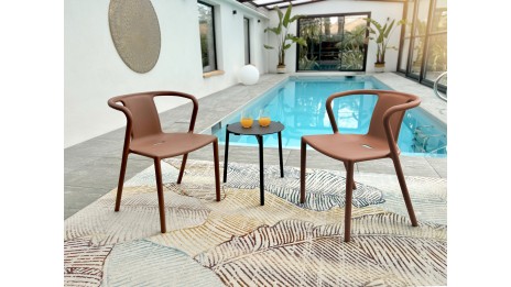 Lot composé de 2 fauteuils de jardin DIEGO-FT-TERRACOTTA empilables