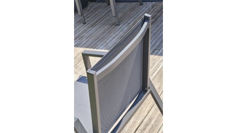 Fauteuil de jardin empilable FLORIDE en textilène et aluminium - GRIS ANTHRACITE