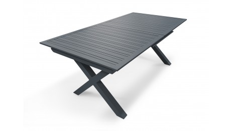 Table de jardin FLORIDE (180/240x100 cm) en aluminium avec rallonge automatique - GRIS ANTHRACITE