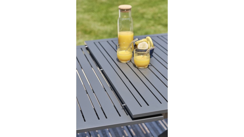 Table de jardin FLORIDE (180/240x100 cm) en aluminium avec rallonge automatique - GRIS ANTHRACITE