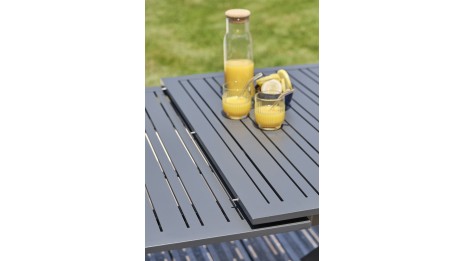 Table de jardin FLORIDE (180/240x100 cm) en aluminium avec rallonge automatique - GRIS ANTHRACITE