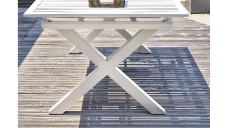 Lot composé d'une table de jardin FLORIDE-TB240-ALU-B avec rallonge et de 8 fauteuils FLORIDE-FT-BLANC empilables