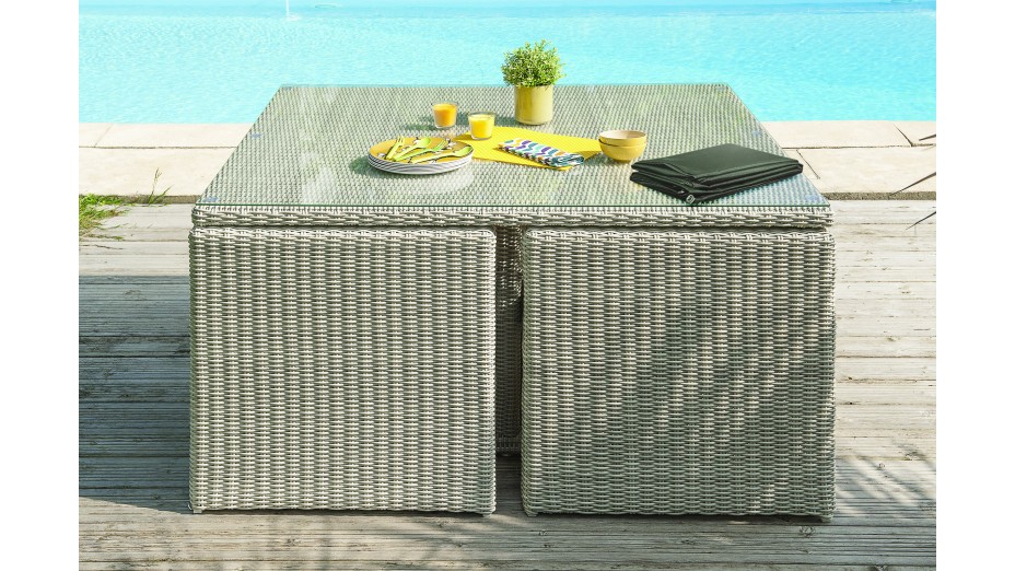 Housse de protection pour salon de jardin encastrable OCEANE-LUNCH (146x133 cm) - GRIS CIMENT