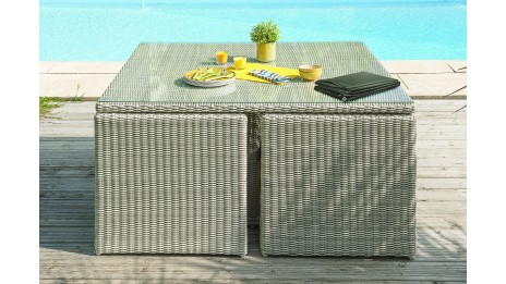 Housse de protection pour salon de jardin encastrable OCEANE-LUNCH (146x133 cm) - GRIS CIMENT