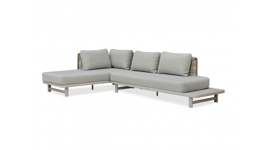 Salon de jardin d'angle IRUN 6 places en corde tissée et aluminium - GRIS