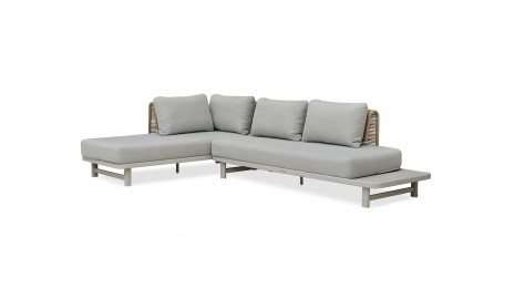 Salon de jardin d'angle IRUN 6 places en corde tissée et aluminium - GRIS