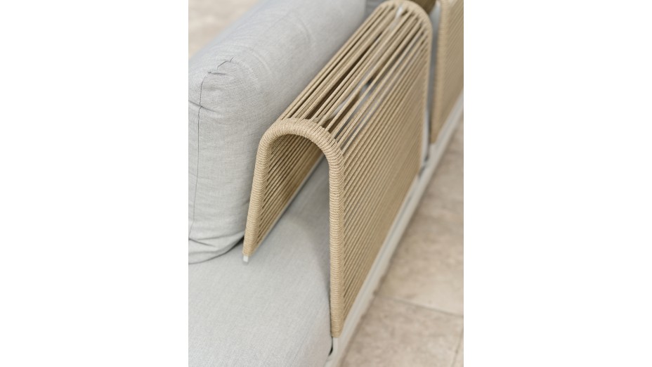Salon de jardin d'angle IRUN 6 places en corde tissée et aluminium - GRIS