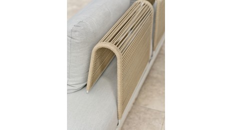 Salon de jardin d'angle IRUN 6 places en corde tissée et aluminium - GRIS