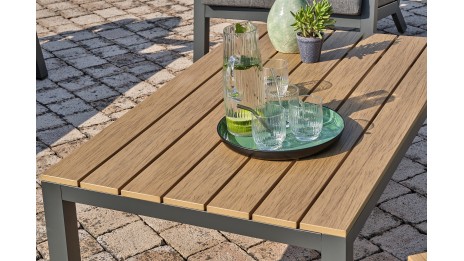 Salon de jardin KOMMOS 5 places en aluminium et plateau en composite - GRIS ANTHRACITE