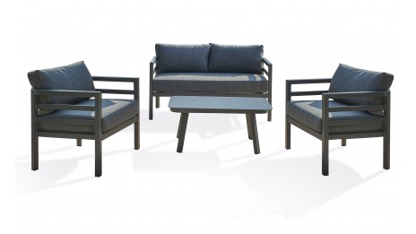 Salon bas de jardin LISBONNE 4 places en aluminium - GRIS ANTHRACITE