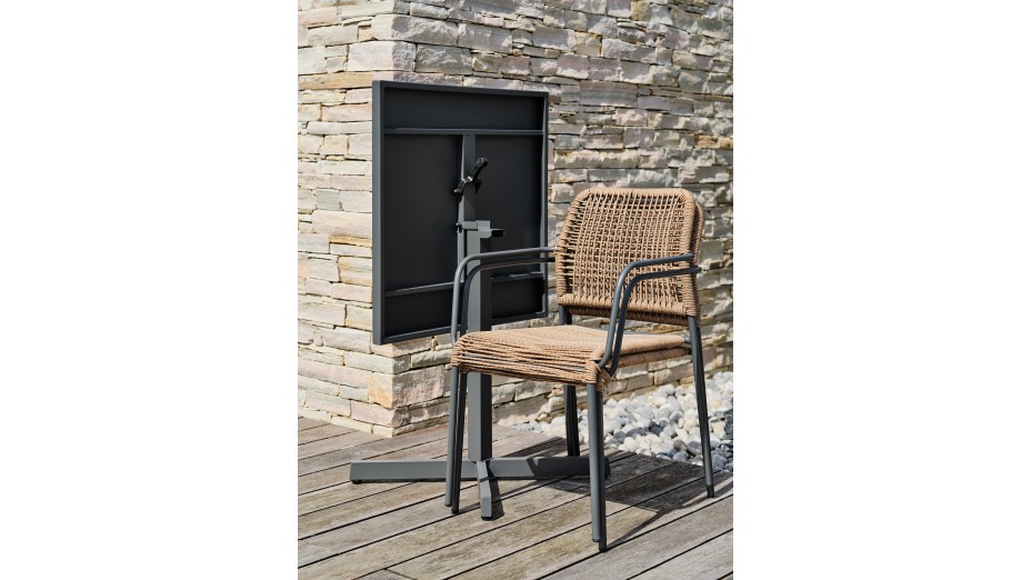 Lot composé d'une table de jardin LOUISE-TB70-A-ANTH pliante et de 2 fauteuils MARCEAU-FT-ANTH