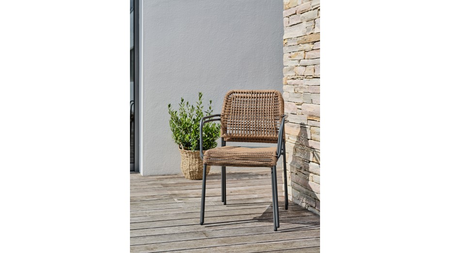 Lot composé d'une table de jardin LOUISE-TB70-A-ANTH pliante et de 2 fauteuils MARCEAU-FT-ANTH