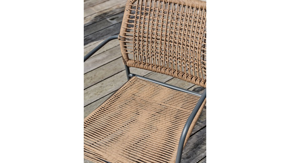 Lot composé d'une table de jardin LOUISE-TB70-A-ANTH pliante et de 2 fauteuils MARCEAU-FT-ANTH