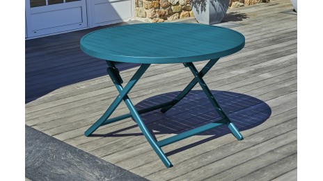 Lot composé d'une table de jardin MARIUS-TB110-CANARD pliante et de 4 chaises MARIUS-CP-CANARD pliantes