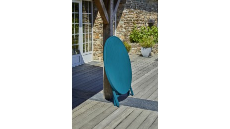 Table de jardin pliante MARIUS (diam. 110 cm) en aluminium - BLEU CANARD