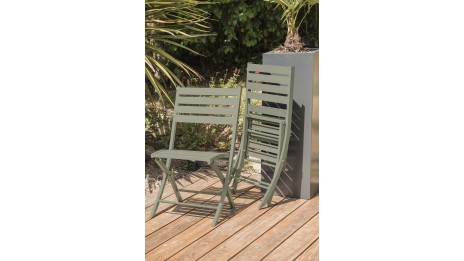 Lot composé d'une table de jardin MARIUS-TB110-KAKI pliante et de 4 chaises MARIUS-CP-KAKI pliantes