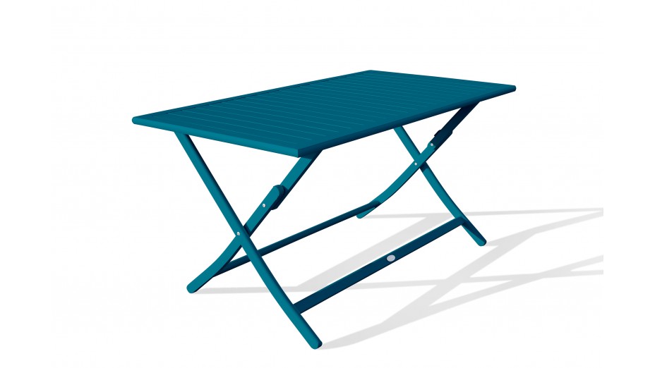 Table de jardin pliante MARIUS (140x80 cm) en aluminium - BLEU CANARD
