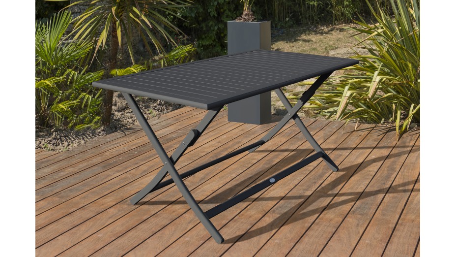 Table de jardin pliante MARIUS (140x80 cm) en aluminium - GRIS ANTHRACITE
