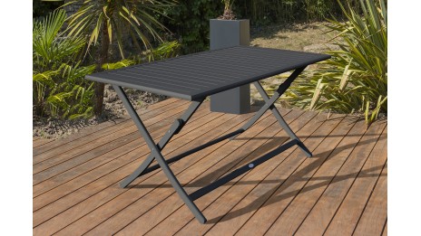 Table de jardin pliante MARIUS (140x80 cm) en aluminium - GRIS ANTHRACITE