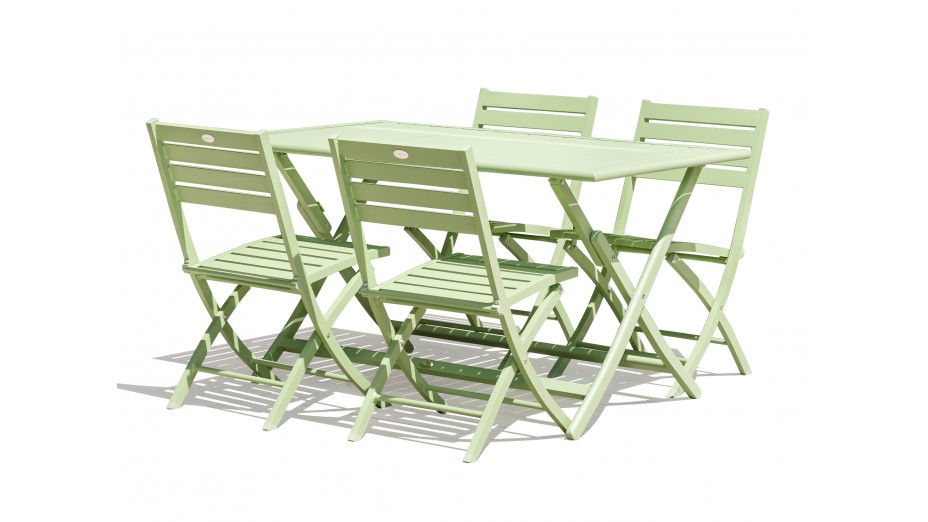 Lot composé d'une table de jardin pliante MARIUS-TB140-LAGUNE et de 4 chaises MARIUS-CP-LAGUNE pliantes