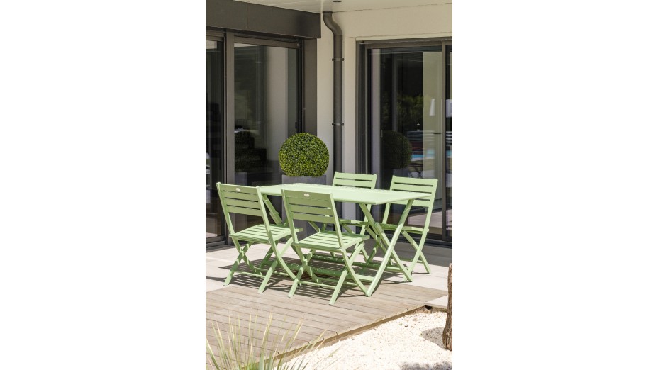 Lot composé d'une table de jardin pliante MARIUS-TB140-LAGUNE et de 4 chaises MARIUS-CP-LAGUNE pliantes