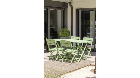 Lot composé d'une table de jardin pliante MARIUS-TB140-LAGUNE et de 4 chaises MARIUS-CP-LAGUNE pliantes