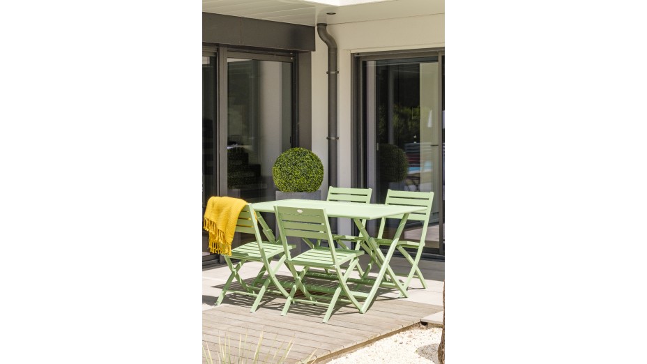Lot composé d'une table de jardin pliante MARIUS-TB140-LAGUNE et de 4 chaises MARIUS-CP-LAGUNE pliantes